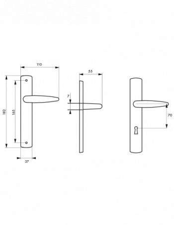 Door handle Ares chrome, E165, with hole for key BB2