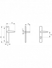 Türgriff Ares verchromt, E165, mit Zylinderloch BB2