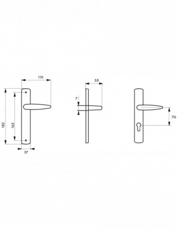 Door handle Ares chrome, E165, with cylindrical hole BB2