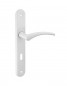 Steel door handle, Hebe, white lacquered, E195, with keyhole