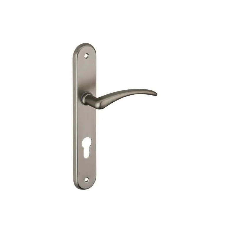 Selen door handle, alu satin nickel, E195, with round hole