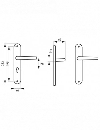 Selen door handle, alu satin nickel, E195, with round hole