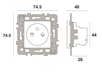 Grounded socket and metal bracket for Casual Glossy White, screw connection