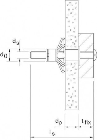 Metalldübel für Hohlkörper HM 4x46 SPP mit Schrauben, 100 Stück