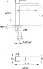 Mezclador de lavabo semi-alto PLAZA cromado PLAZA