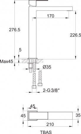 High spout basin mixer chrome PLAZA