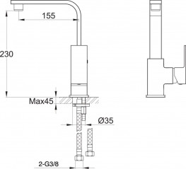 High movable spout basin mixer chrome PLAZA