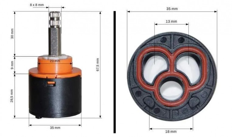 Cartouche Céramique pour Evier D 35