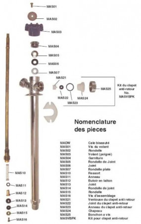 Grifo de congelador montado en la pared a través de la pared, 25 cm.