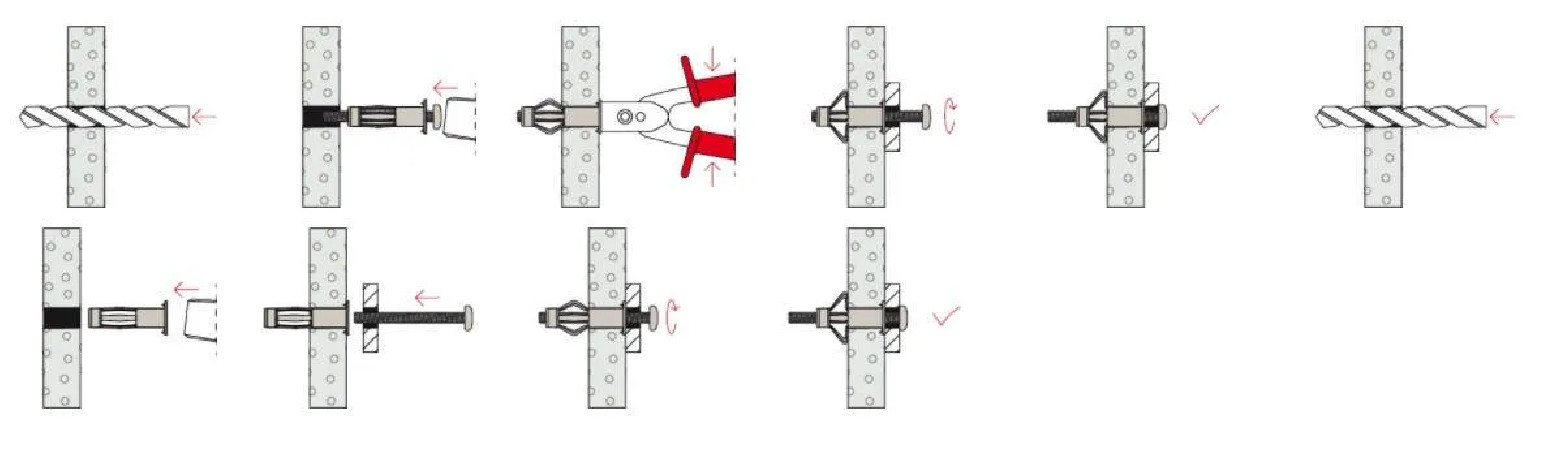 Metalldübel für Hohlkörper HM 6x37 S mit Schraube 6x45, 4 Stück