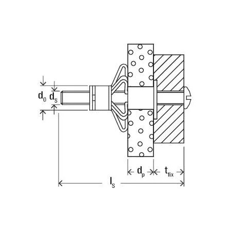 Cheville métallique pour corps creux HM 6x37 S avec vis 6x45, 4 pièces