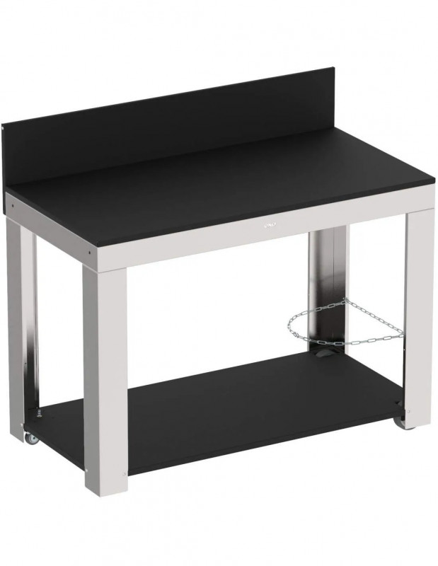 Chariot LEON inox et acier noir, 120x62x115