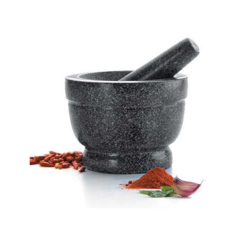 Mortar with pestle, in granite, 16x12