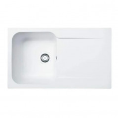 Fregadero empotrado blanco, 86x50 cm, 1 lavabo, 1 escurridor, KITE 100