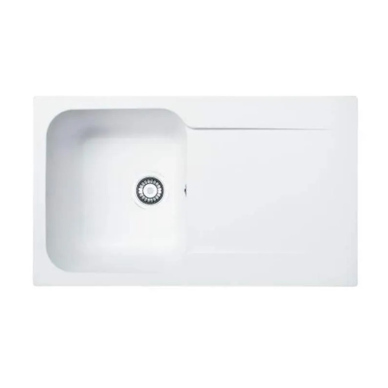 Build-in sink white, 86x50 cm, 1 bowl, 1 drainer, KITE 100