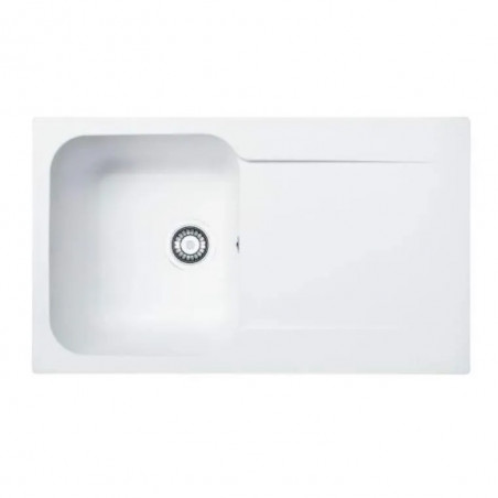 Fregadero empotrado blanco, 86x50 cm, 1 lavabo, 1 escurridor, KITE 100