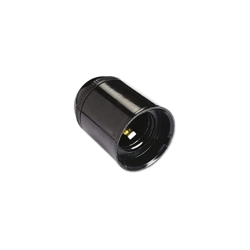 E27 socket, smooth, black, diameter 10, 150W, 4A, 250V, anti-rotation