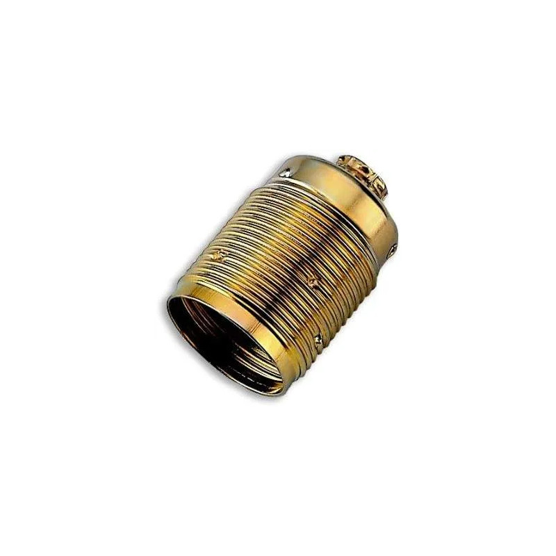 Bulb holder E27 threaded, brass, without ring, gold