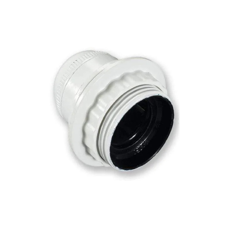 E27 white threaded socket with ring, diameter 10, 150W, 4A, 250V