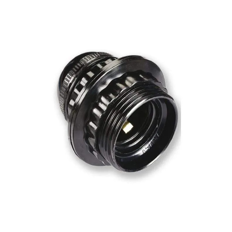 E27 black threaded socket with ring, diameter 10, 150W, 4A, 250V