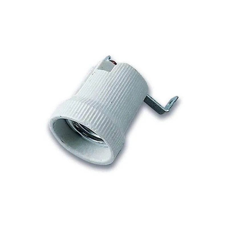 E27 porcelain bulb socket with metal mounting bracket