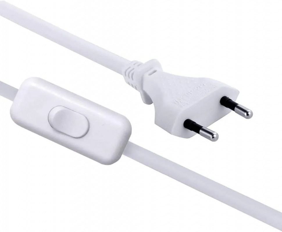 Cable con interruptor y enchufe 6A, 2x0,75, blanco