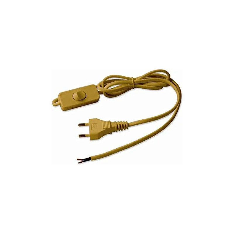 Cable with switch and plug 6A, 2x0.75, gold