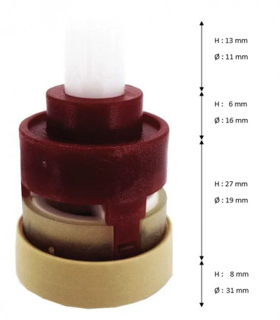 3-way ceramic cartridge for built-in diverter