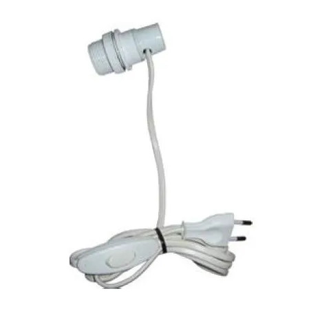 Adaptateur bouteille E14 avec interrupteur et fiche 2x0.75 à 1.5m, blanc