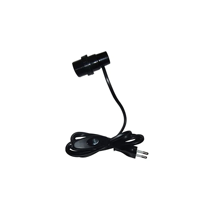 Adaptador bombilla E14 con interruptor y enchufe 2x0,75 a 1,5m, negro