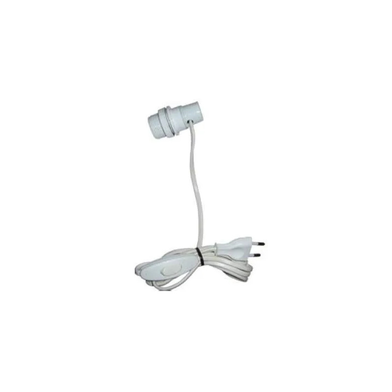 Adapter for 27 bottle bulb, with switch and plug 2x0.75 to 1.5m, white