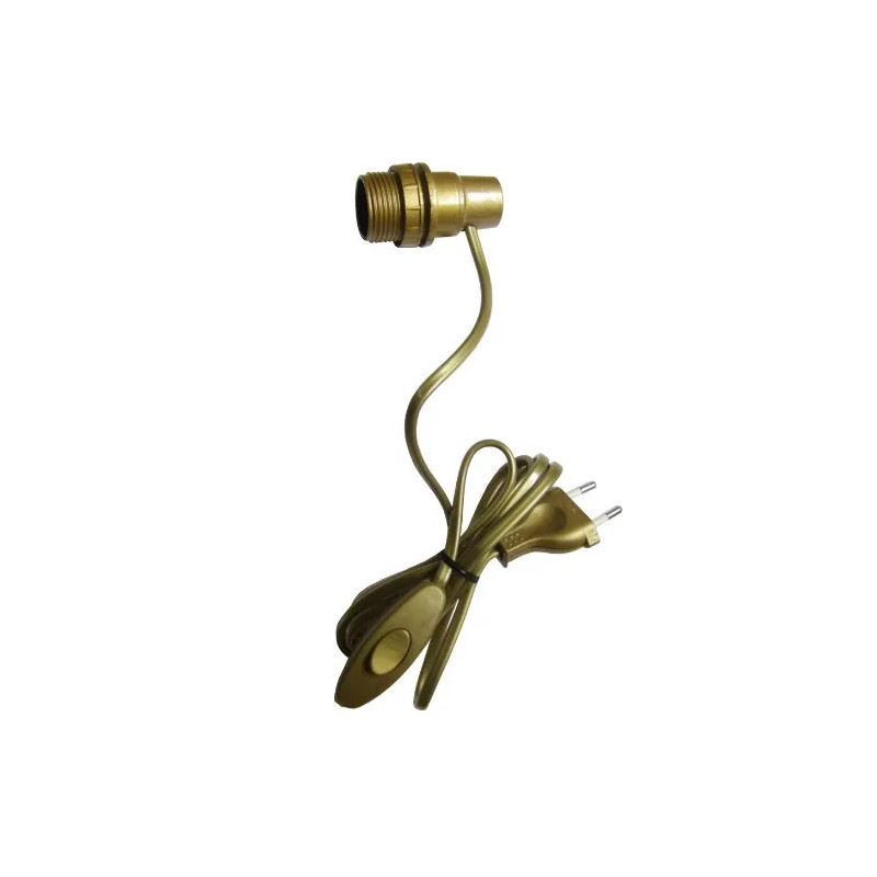 E27 bottle light adapter with switch and plug 2x0.75 to 1.5m, gold