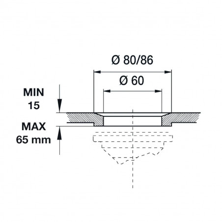 Bonde à panier pour évier gré d.86 pour trou de 60mm