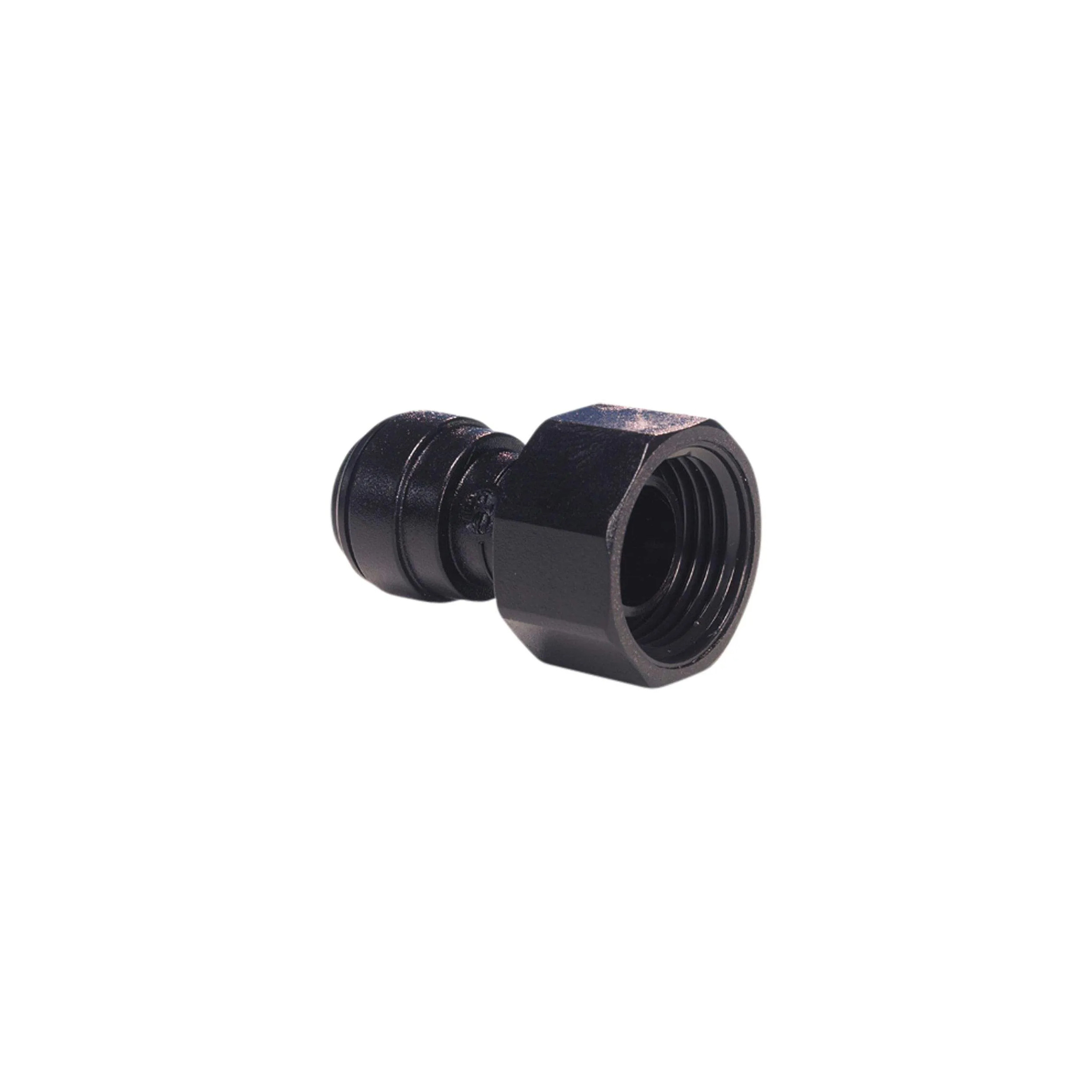 Union femelle acetal, noir, fond plat, 3/4, pour tuyau 8mm