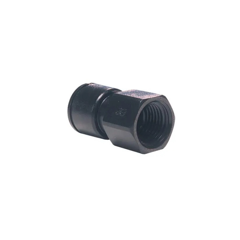 Acetal female adapter, black, flat bottom, 3/4, for 8mm hose