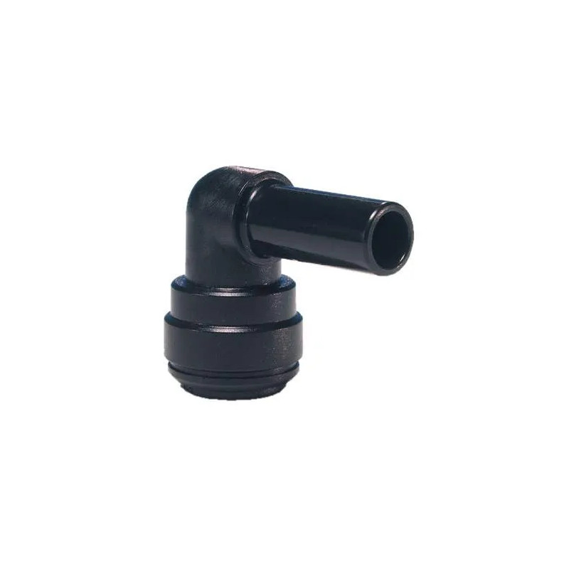 Black acetal elbow, 8mm, smooth shank, diameter 8mm