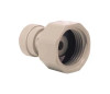 Acetal female coupling, grey, flat bottom 3/4, for 1/4" hose