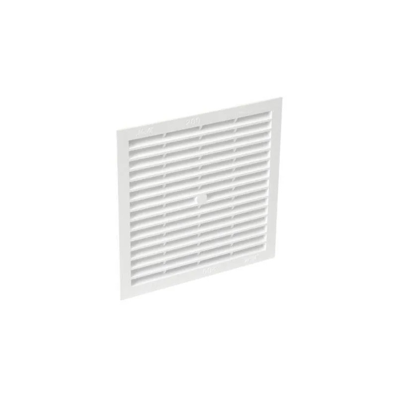 Grille carré 200 x 200 mm, blanche avec moustiquaire