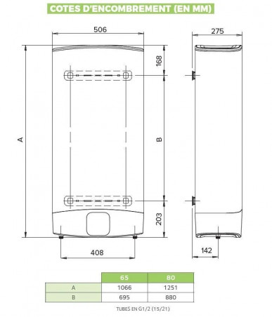 Chauffe-eau électrique plat VELIS EVO DRY 80 litres