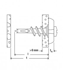 Self-drilling metal dowel for GKM plate with straight hook, 4 pieces