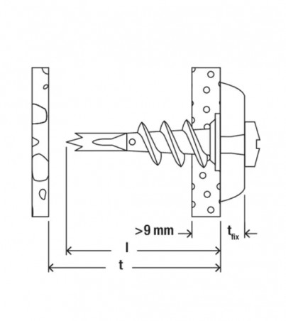 Self-drilling metal dowel for GKM plate with straight hook, 4 pieces