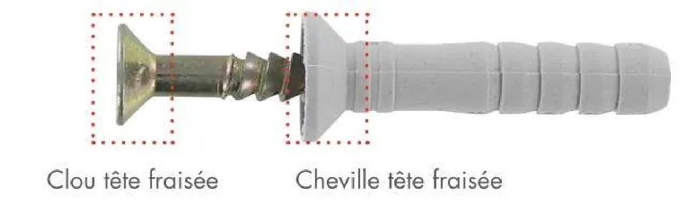 Cheville RAMSPEED tête fraisée avec clou-vis TF 6x40, 100 pièces