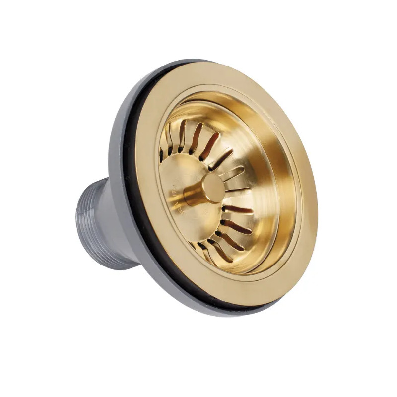 Basket drain without overflow, diameter 114.3mm gold 24 satin