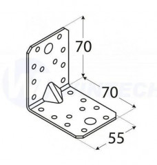 Angolo zincato rinforzato 70x70x55x2,5 mm