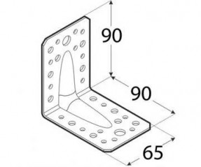 Reinforced galvanized angle 90x90x65x2.5 mm