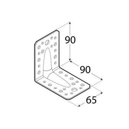 Ángulo galvanizado reforzado 90x90x65x2,5 mm