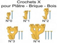 Crochet X numéro 0, avec épingle, 12 pièces