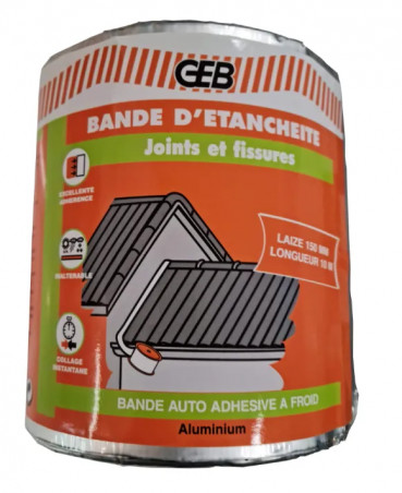 Bande détanchéité, rouleau de 10m X 7,5 cm alu auto collant