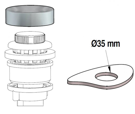 Bouton de commande pour bonde d\'évier C6223S