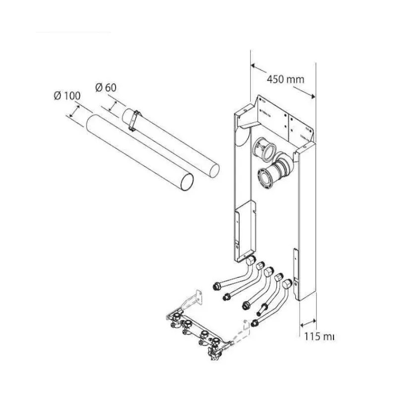 Replacement rear side exit suction cup with bracket 